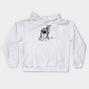 Lioness Ink Drawing Kids Hoodie